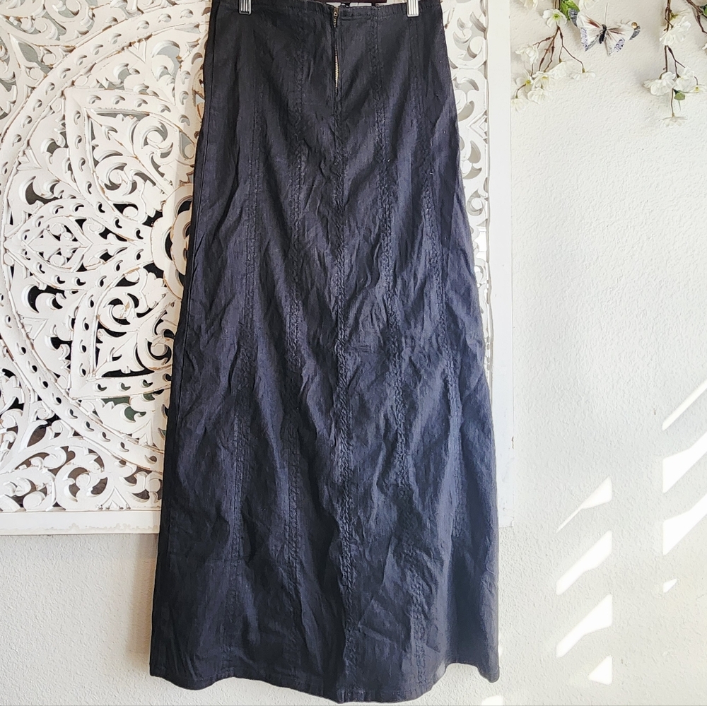 UNIF THE NETTO MAXI SKIRT BLACK BLEND OF LINEN & RAYON LOW RISE NWT SZ MEDIUM - Picture 15 of 15